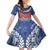 Samoan Tapa Family Matching Long Sleeve Bodycon Dress and Hawaiian Shirt Ula Fala and Teuila Flower LT03 Daughter's Dress Blue - Polynesian Pride