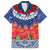 Samoan Tapa Family Matching Long Sleeve Bodycon Dress and Hawaiian Shirt Ula Fala and Teuila Flower LT03 Dad's Shirt - Short Sleeve Blue - Polynesian Pride