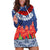 Samoan Tapa Hoodie Dress Ula Fala and Teuila Flower LT03 Blue - Polynesian Pride