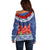 Samoan Tapa Off Shoulder Sweater Ula Fala and Teuila Flower LT03 - Polynesian Pride