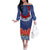 Samoan Tapa Off The Shoulder Long Sleeve Dress Ula Fala and Teuila Flower LT03 Women Blue - Polynesian Pride