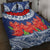 Samoan Tapa Quilt Bed Set Ula Fala and Teuila Flower LT03 Blue - Polynesian Pride