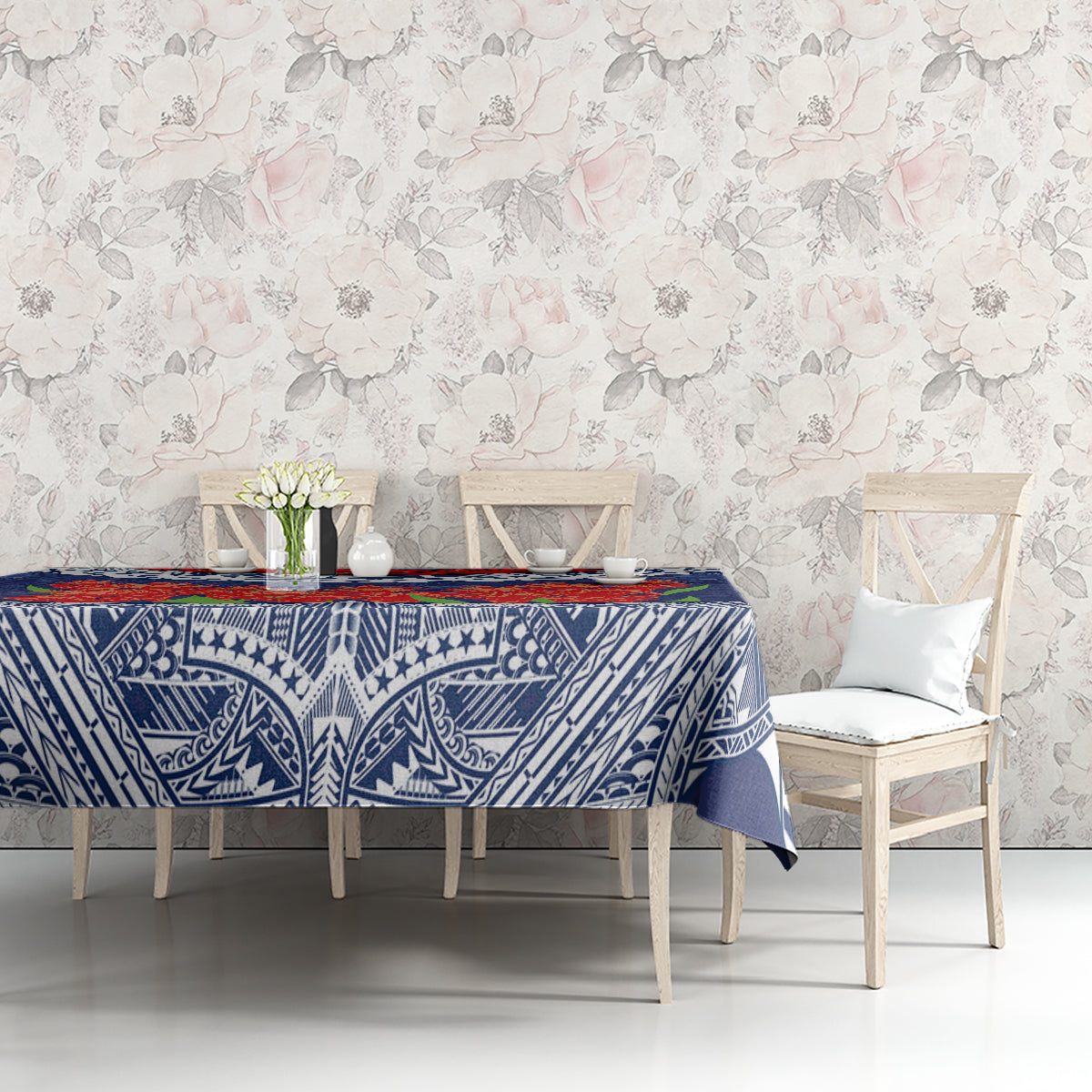 Samoan Tapa Tablecloth Ula Fala and Teuila Flower LT03 - Polynesian Pride