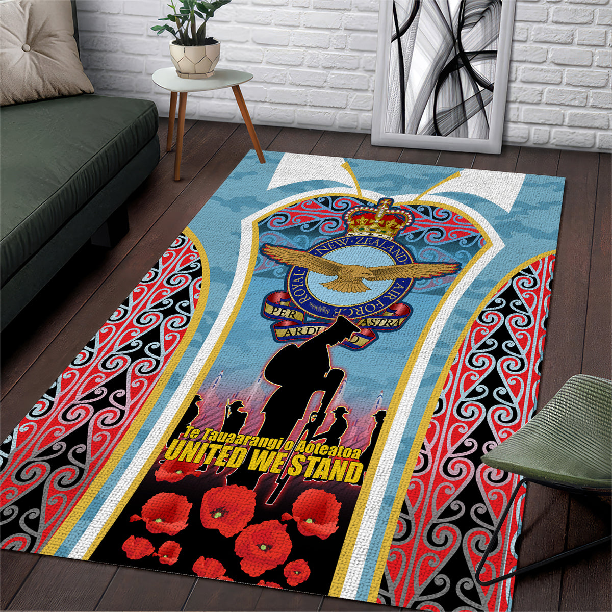 Royal New Zealand Air Force ANZAC Day Area Rug Te Tauaarangi o Aotearoa LT03 Blue - Polynesian Pride