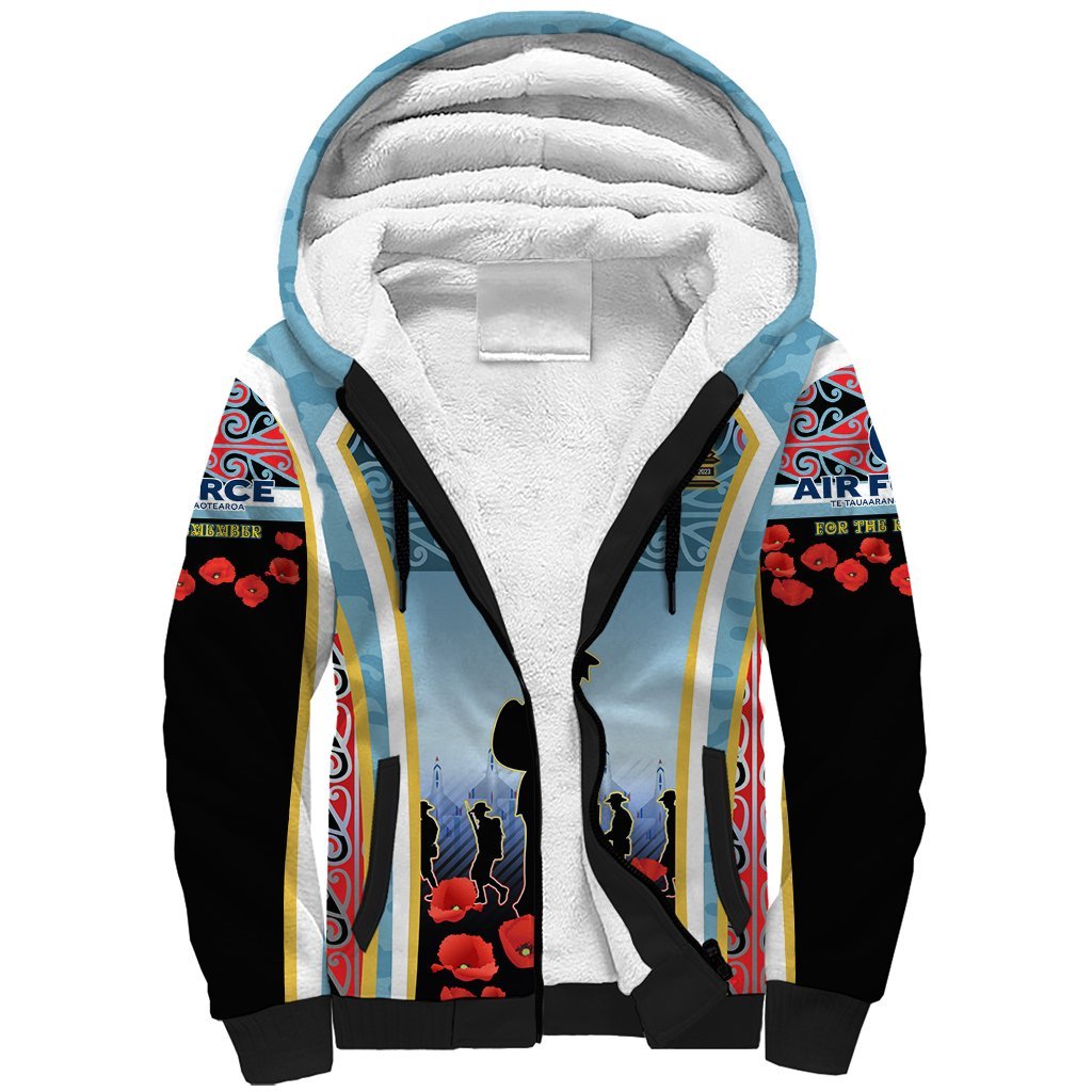 Royal New Zealand Air Force ANZAC Day Sherpa Hoodie Te Tauaarangi o Aotearoa LT03 Unisex Blue - Polynesian Pride