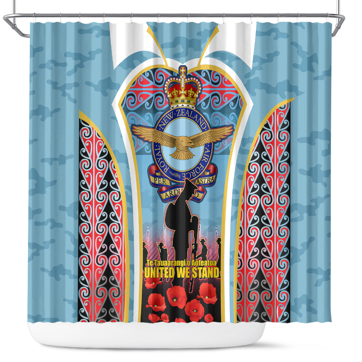 Royal New Zealand Air Force ANZAC Day Shower Curtain Te Tauaarangi o Aotearoa LT03 Blue - Polynesian Pride