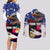 United States and American Samoa Couples Matching Long Sleeve Bodycon Dress and Long Sleeve Button Shirt Bald Eagle Rose and Hibiscus Flower