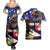 United States and American Samoa Couples Matching Summer Maxi Dress and Hawaiian Shirt Bald Eagle Rose and Hibiscus Flower