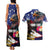 United States and American Samoa Couples Matching Tank Maxi Dress and Hawaiian Shirt Bald Eagle Rose and Hibiscus Flower