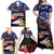 United States and American Samoa Family Matching Off Shoulder Maxi Dress and Hawaiian Shirt Bald Eagle Rose and Hibiscus Flower