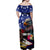 United States and American Samoa Family Matching Off Shoulder Maxi Dress and Hawaiian Shirt Bald Eagle Rose and Hibiscus Flower