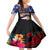 United States and American Samoa Family Matching Off Shoulder Short Dress and Hawaiian Shirt Bald Eagle Rose and Hibiscus Flower