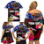 United States and American Samoa Family Matching Off Shoulder Short Dress and Hawaiian Shirt Bald Eagle Rose and Hibiscus Flower