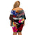 United States and American Samoa Family Matching Off Shoulder Short Dress and Hawaiian Shirt Bald Eagle Rose and Hibiscus Flower