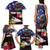 United States and American Samoa Family Matching Tank Maxi Dress and Hawaiian Shirt Bald Eagle Rose and Hibiscus Flower