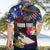 United States and American Samoa Hawaiian Shirt Bald Eagle Rose and Hibiscus Flower