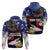 United States and American Samoa Hoodie Bald Eagle Rose and Hibiscus Flower