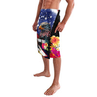 Personalised United States and American Samoa Lavalava Bald Eagle Rose and Hibiscus Flower LT03 - Polynesian Pride