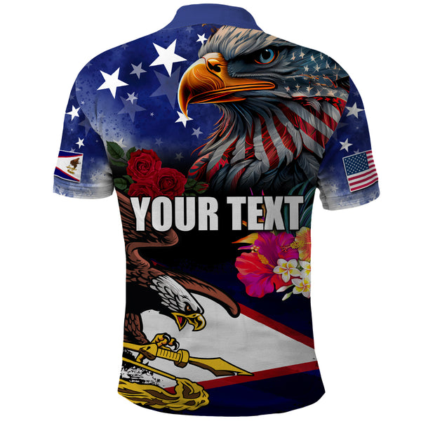 Personalised United States and American Samoa Polo Shirt Bald Eagle ...