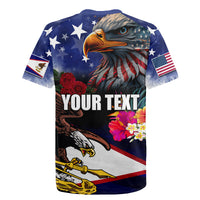 Personalised United States and American Samoa Rugby Jersey Bald Eagle Rose and Hibiscus Flower LT03 - Polynesian Pride