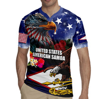 Personalised United States and American Samoa Rugby Jersey Bald Eagle Rose and Hibiscus Flower LT03 - Polynesian Pride
