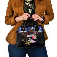 Personalised United States and American Samoa Shoulder Handbag Bald Eagle Rose and Hibiscus Flower LT03 - Polynesian Pride