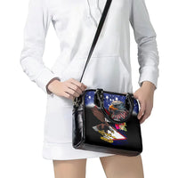 Personalised United States and American Samoa Shoulder Handbag Bald Eagle Rose and Hibiscus Flower LT03 - Polynesian Pride