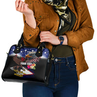 Personalised United States and American Samoa Shoulder Handbag Bald Eagle Rose and Hibiscus Flower LT03 - Polynesian Pride