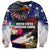 United States and American Samoa Sweatshirt Bald Eagle Rose and Hibiscus Flower