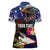 United States and American Samoa Women Polo Shirt Bald Eagle Rose and Hibiscus Flower