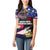 United States and American Samoa Women Polo Shirt Bald Eagle Rose and Hibiscus Flower