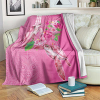 Hawaii Aloha Turtle Hibiscus and Leaves Blanket with Polynesian and Kakau Tattoos Rose Color LT03 Pink - Polynesian Pride