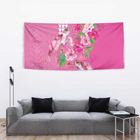 Hawaii Aloha Turtle Hibiscus and Leaves Tapestry with Polynesian and Kakau Tattoos Rose Color LT03 - Polynesian Pride
