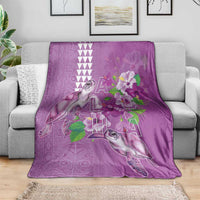 Hawaii Aloha Turtle Hibiscus and Leaves Blanket with Polynesian and Kakau Tattoos Lilac Color LT03 - Polynesian Pride