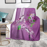 Hawaii Aloha Turtle Hibiscus and Leaves Blanket with Polynesian and Kakau Tattoos Lilac Color LT03 - Polynesian Pride