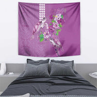 Hawaii Aloha Turtle Hibiscus and Leaves Tapestry with Polynesian and Kakau Tattoos Lilac Color LT03 - Polynesian Pride