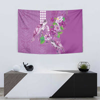 Hawaii Aloha Turtle Hibiscus and Leaves Tapestry with Polynesian and Kakau Tattoos Lilac Color LT03 - Polynesian Pride