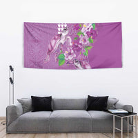 Hawaii Aloha Turtle Hibiscus and Leaves Tapestry with Polynesian and Kakau Tattoos Lilac Color LT03 - Polynesian Pride