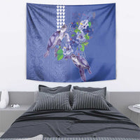 Hawaii Aloha Turtle Hibiscus and Leaves Tapestry with Polynesian and Kakau Tattoos Denim Color LT03 - Polynesian Pride