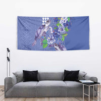 Hawaii Aloha Turtle Hibiscus and Leaves Tapestry with Polynesian and Kakau Tattoos Denim Color LT03 - Polynesian Pride