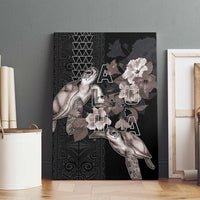 Hawaii Aloha Turtle Hibiscus and Leaves Canvas Wall Art with Polynesian and Kakau Tattoos Black Color LT03 - Polynesian Pride