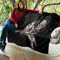 Hawaii Aloha Turtle Hibiscus and Leaves Quilt with Polynesian and Kakau Tattoos Black Color LT03 - Polynesian Pride