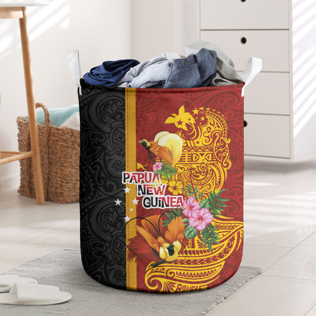 Papua New Guinea Independence Day Laundry Basket Birds-of-Paradise Melanesian Tattoos Tropical Plants LT03 Multicolor - Polynesian Pride