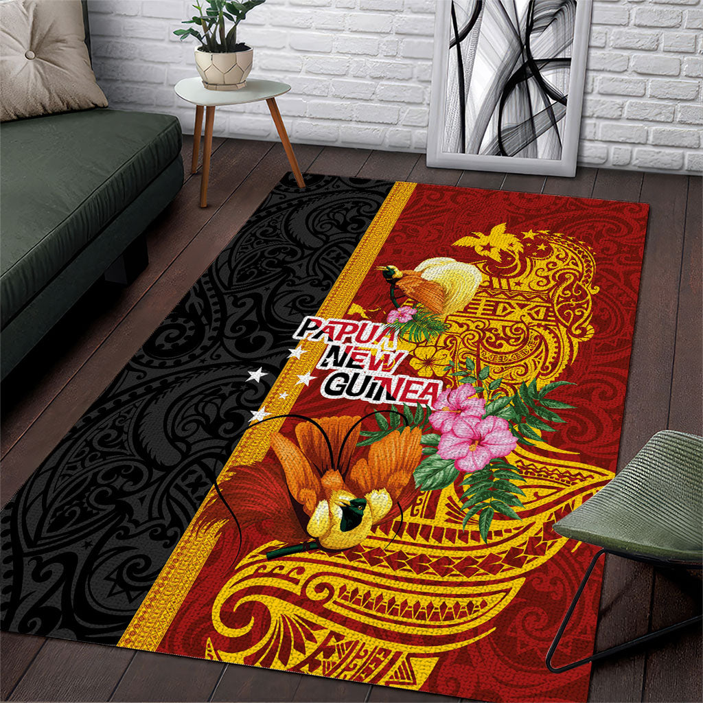 Papua New Guinea Independence Day Area Rug Birds-of-Paradise Melanesian Tattoos Tropical Plants LT03 Multicolor - Polynesian Pride
