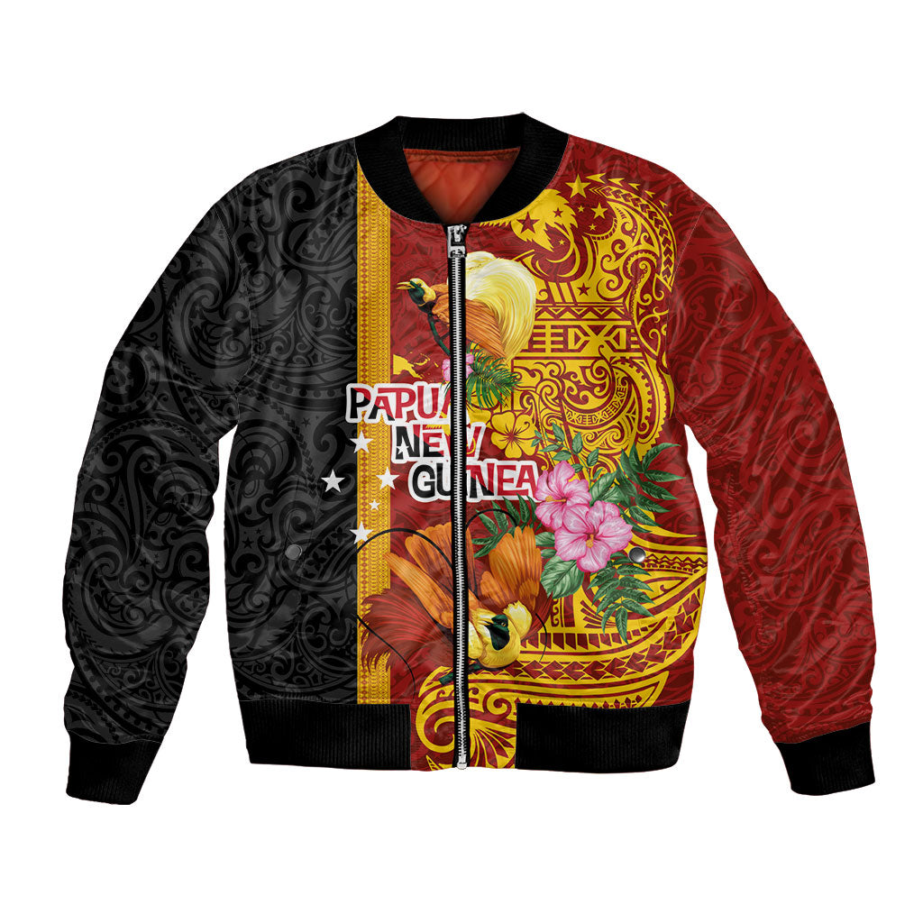 Papua New Guinea Independence Day Bomber Jacket Birds-of-Paradise Melanesian Tattoos Tropical Plants LT03 Unisex Multicolor - Polynesian Pride
