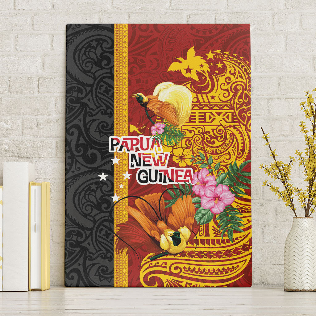 Papua New Guinea Independence Day Canvas Wall Art Birds-of-Paradise Melanesian Tattoos Tropical Plants LT03 Without Frame Multicolor - Polynesian Pride