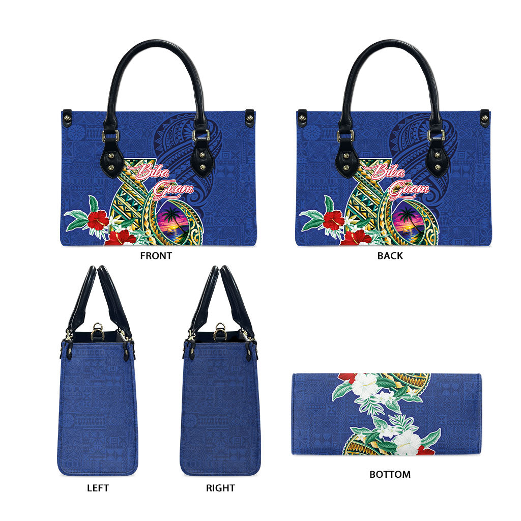 Guam Chamorro Leather Bag Tribal Latte Stone and Seal Artwork Polynesian Patterns LT03 - Polynesian Pride