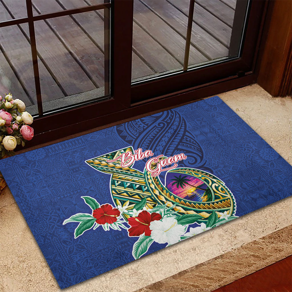 Guam Chamorro Rubber Doormat Tribal Latte Stone and Seal Artwork Polynesian Patterns LT03 - Polynesian Pride