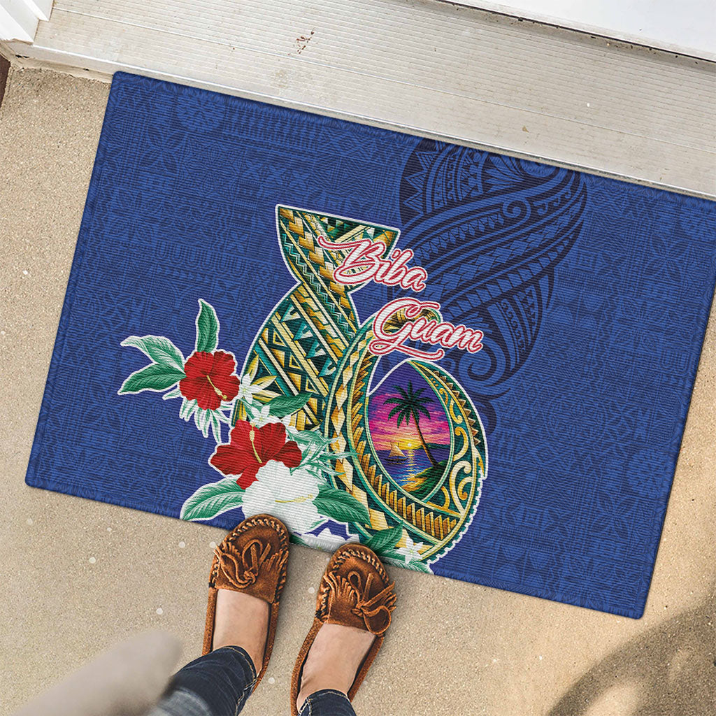 Guam Chamorro Rubber Doormat Tribal Latte Stone and Seal Artwork Polynesian Patterns LT03 - Polynesian Pride