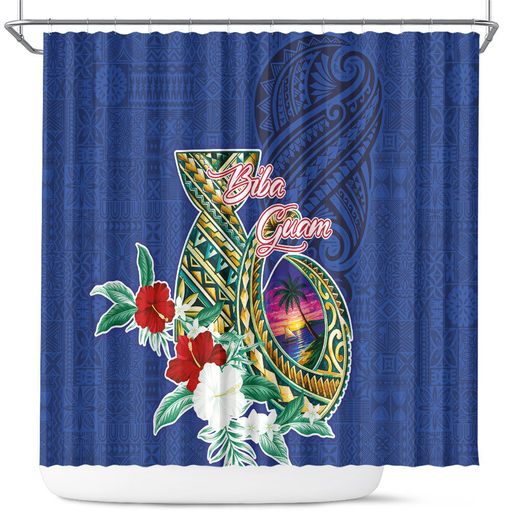 Guam Chamorro Shower Curtain Tribal Latte Stone and Seal Artwork Polynesian Patterns LT03 Multicolor - Polynesian Pride